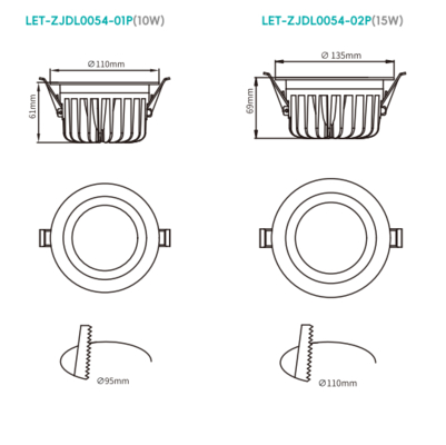IP23 Inbouw waterdichte downlight Ingangsspanning: 220V-240V Afmeting: 110*61mm/135*69mm Zaagmaat: 95mm/110mm CRI≥92 Kleurtolerantie≤4SDCM CCT: 2700K/3000K/3500K/4000K/5000K