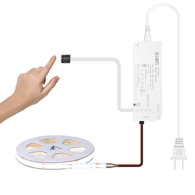 LETARON COB LED Strip Licht 24V LED Tape Licht, 480 stuks/M LEDs, Super Helder Hoge Lumen 6000K Wit 3m, Dimbaar met 3M Tape, 30W UL Voeding, TOUCH SWITCH voor Slaapkamer, Thuis, Keuken DIY