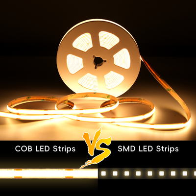 LETARON COB LED Strip Light 24V LED Tape Light, 480 stuks/M LEDs, Super Bright High Lumen 3000K Warm White 5m, Dimmable met 5M Tape, 60W UL Power Supply, PIR SWITH voor slaapkamer, thuis, keuken DIY